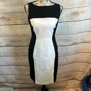 Milly of NY Sleeveless Dress Color Block Combo Leather Size Small Black